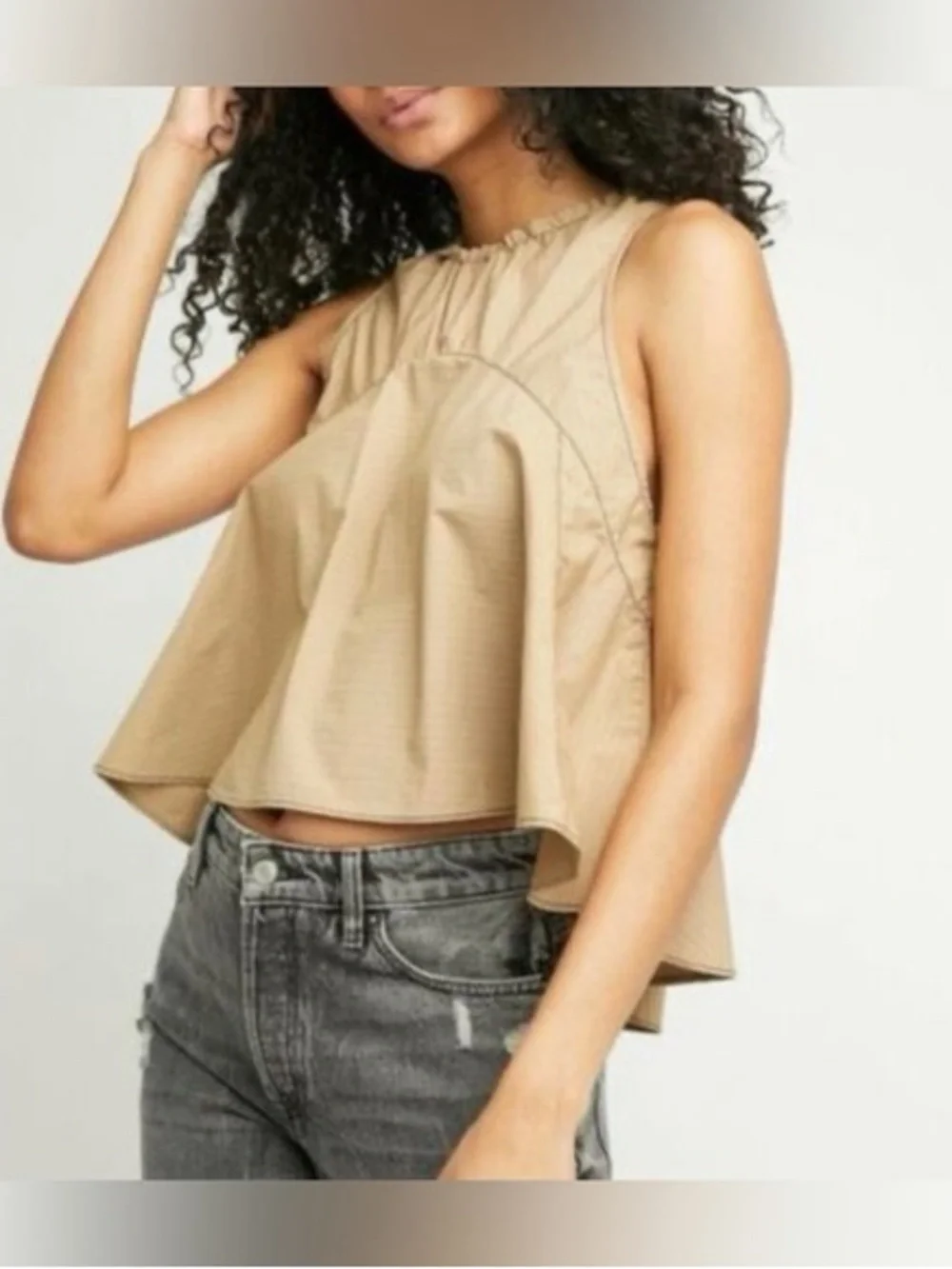 Free people Carla stripe sleeveless top XS tan